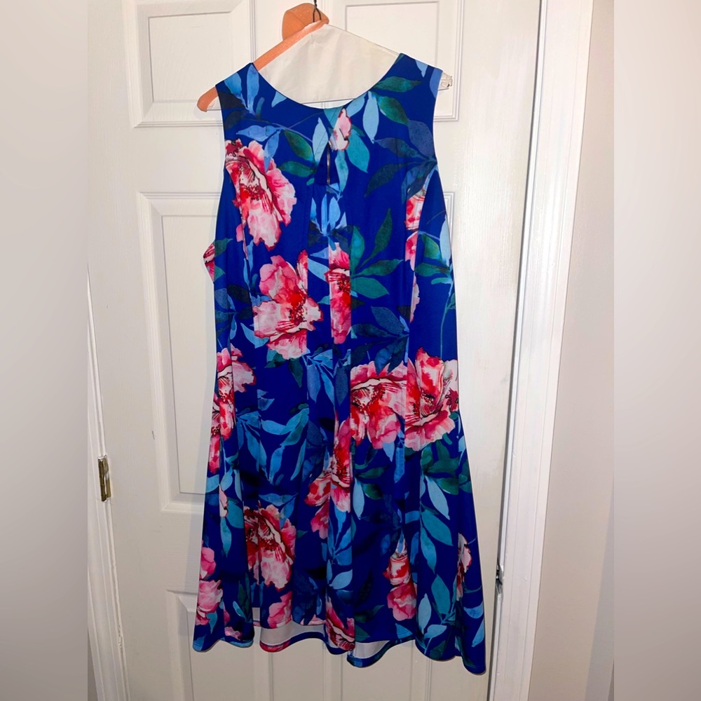 Womens Summer Floral Print Fit and Flare Dress